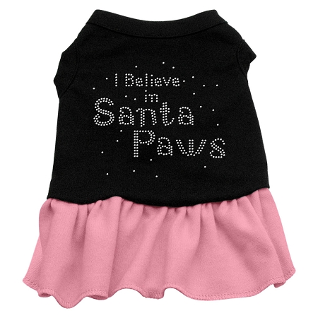 Santa Paws Rhinestone Dress Black with Pink XXXL